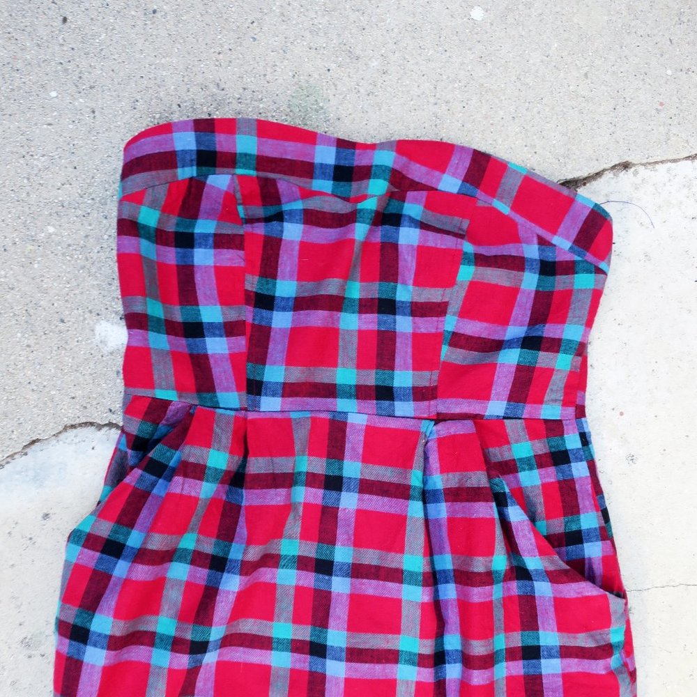 Lush Plaid Mini Dress: Red, Blue, Green w/Pockets